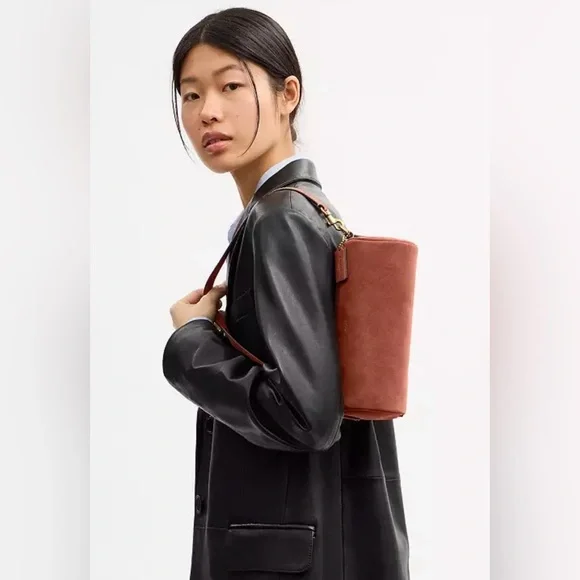 Coach Tan Suede Leather Barrel Bag - Picture 9 of 9